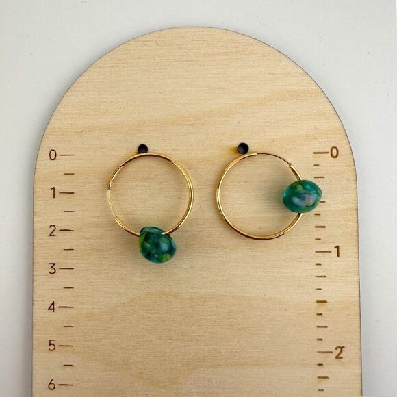 Waterlily Teardrop Endless Hoop Earrings Gold Plated - Picture 7 of 10